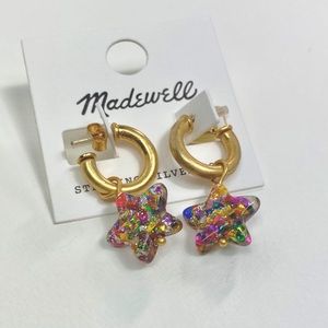 Gold Hoop Earrings w/ Confetti Stars / Madewell